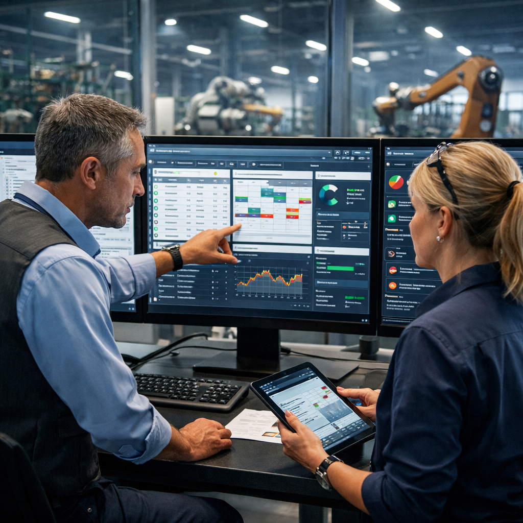 Dashboard EAM industrial con robots — IFS Cloud EAM